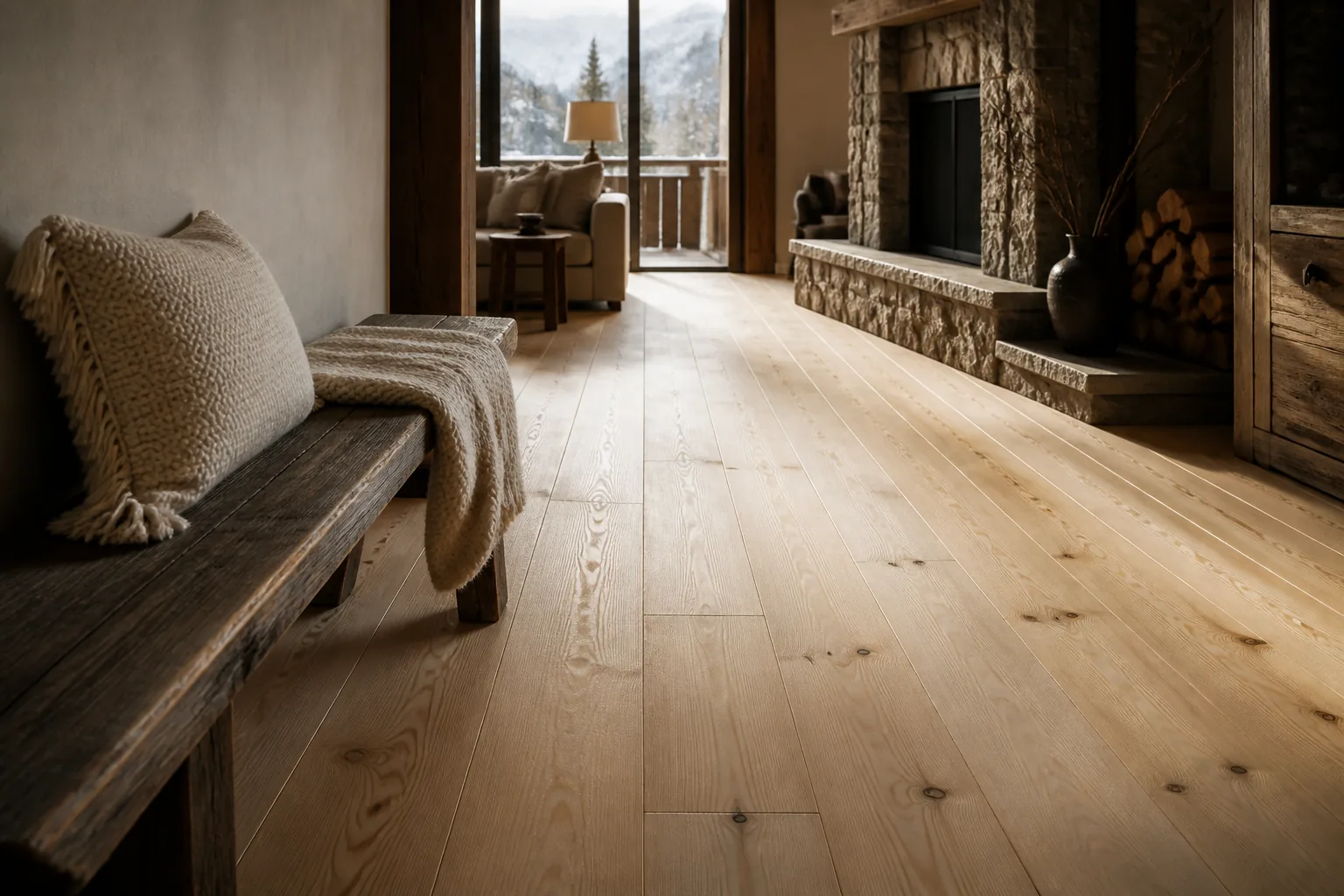 Interior rustic rafinat cu dușumea naturală